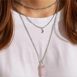 ◇Willow◇ Silver Layered Crystal Necklace